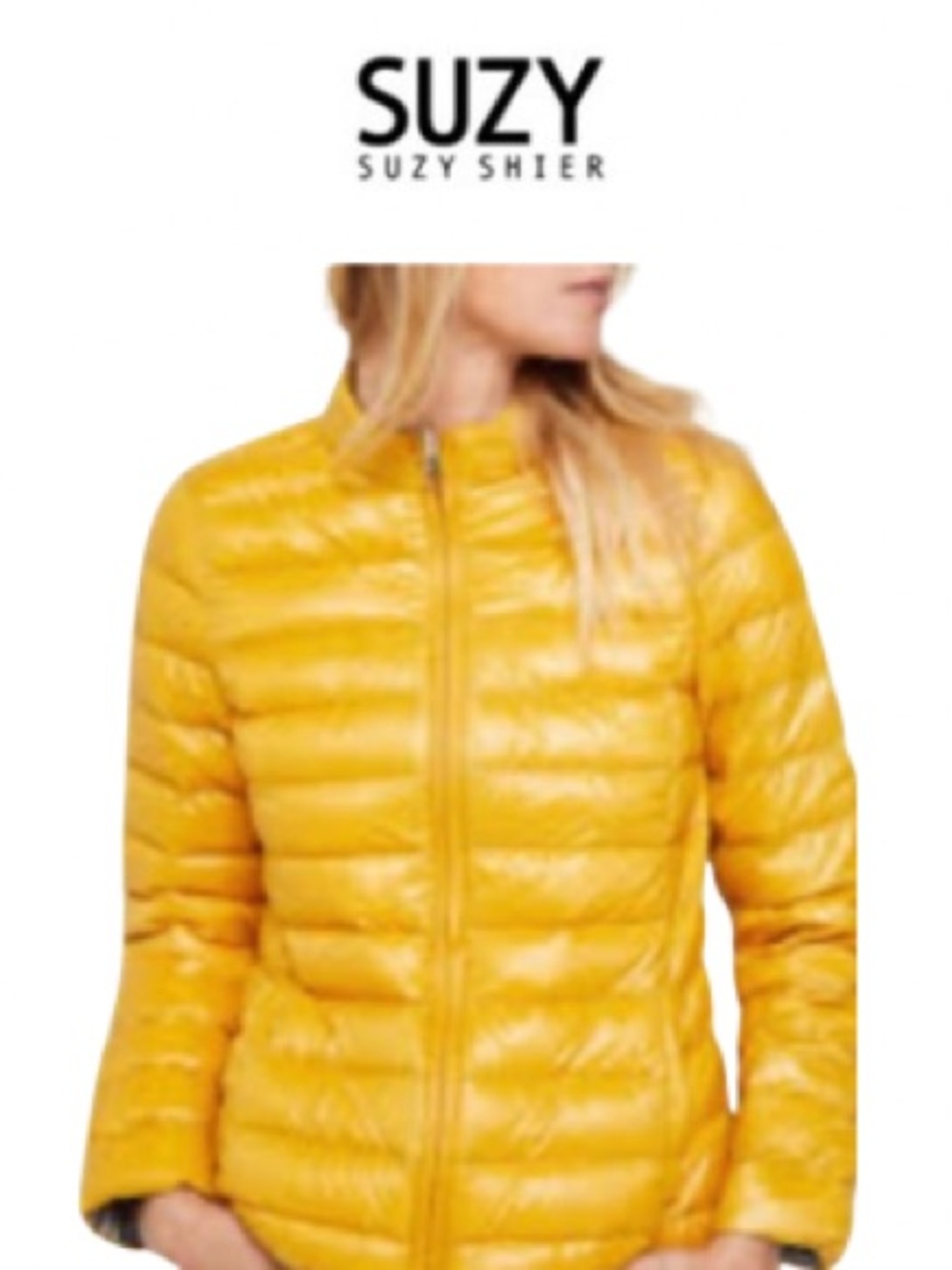 Suzy Shier Vibrant Yellow Puffer Coat